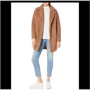 Daily Ritual Women's Teddy Bear Fleece Oversized-Fit Lapel Jacket, Camel, S